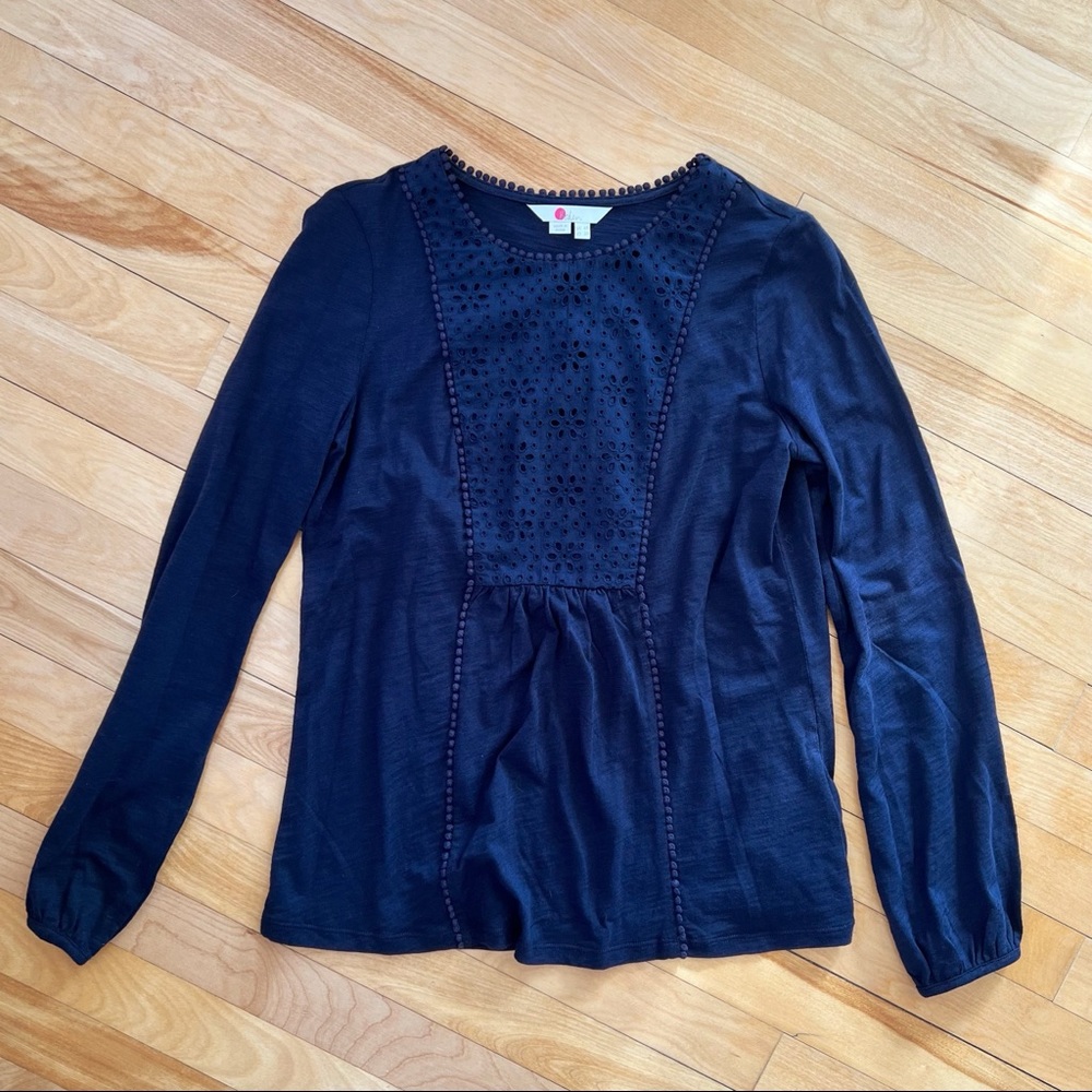 Boden Navy Eyelet Shirt - Size 2